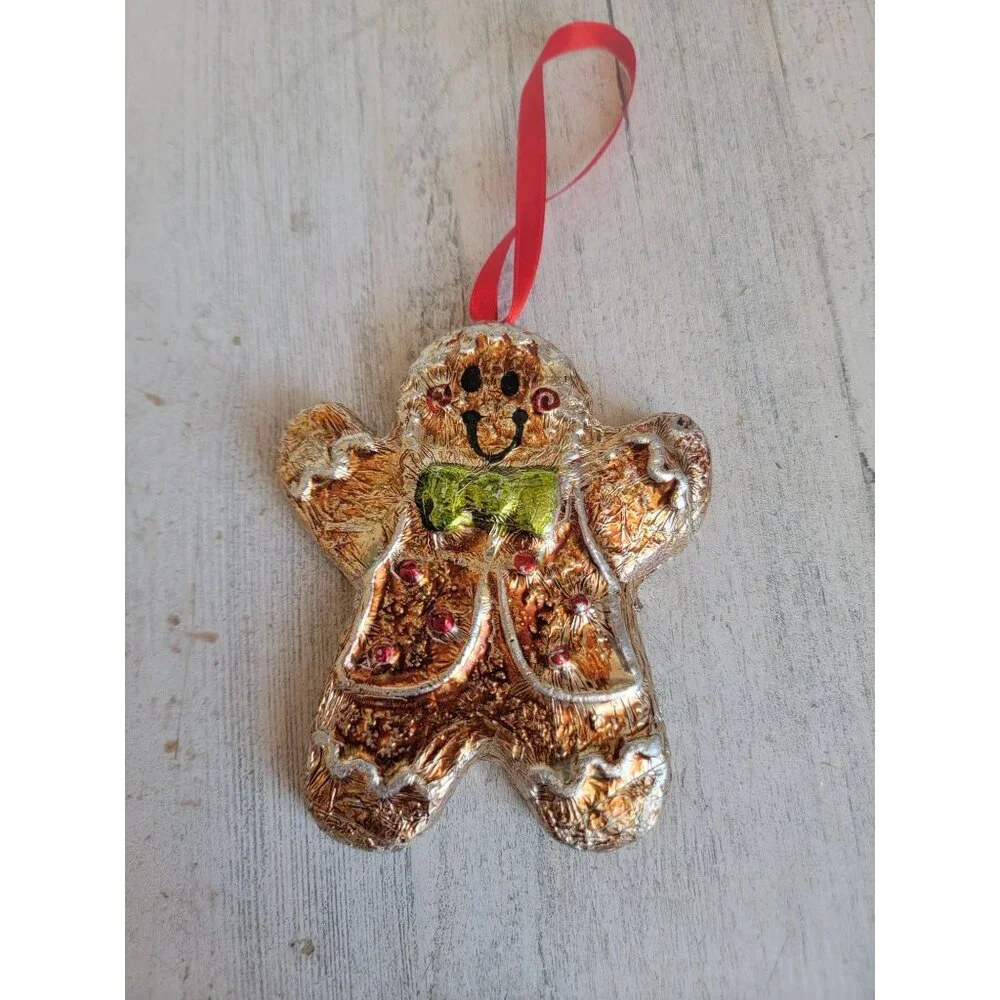 Vintage unique foil gingerbread man cookie ornament xmasVintage unique foil ging